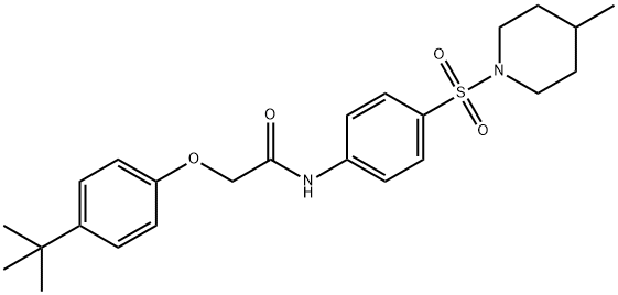 2-(4-tert-butylphenoxy)-N-{4-[(4-methyl-1-piperidinyl)sulfonyl]phenyl}acetamide Struktur