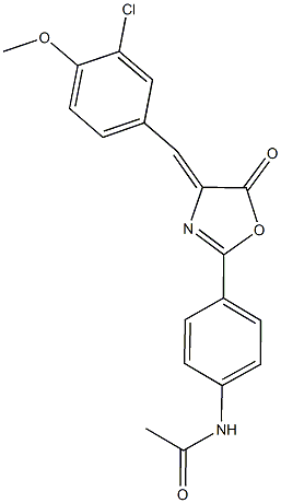 N-{4-[4-(3-chloro-4-methoxybenzylidene)-5-oxo-4,5-dihydro-1,3-oxazol-2-yl]phenyl}acetamide Struktur