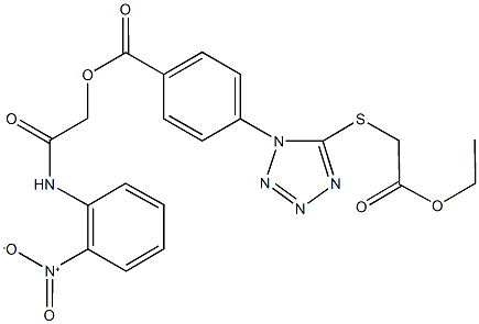 2-{2-nitroanilino}-2-oxoethyl 4-{5-[(2-ethoxy-2-oxoethyl)sulfanyl]-1H-tetraazol-1-yl}benzoate Struktur