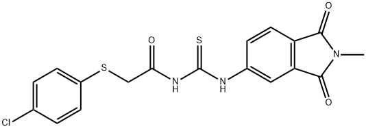 N-{[(4-chlorophenyl)sulfanyl]acetyl}-N'-(2-methyl-1,3-dioxo-2,3-dihydro-1H-isoindol-5-yl)thiourea Struktur