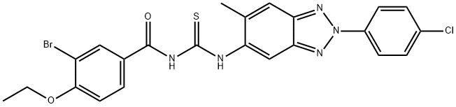 N-(3-bromo-4-ethoxybenzoyl)-N'-[2-(4-chlorophenyl)-6-methyl-2H-1,2,3-benzotriazol-5-yl]thiourea Struktur