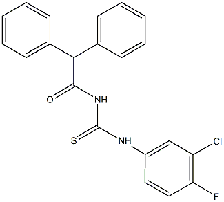 N-(3-chloro-4-fluorophenyl)-N'-(diphenylacetyl)thiourea Struktur