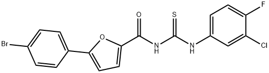 N-[5-(4-bromophenyl)-2-furoyl]-N'-(3-chloro-4-fluorophenyl)thiourea Struktur