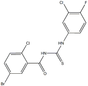 N-(5-bromo-2-chlorobenzoyl)-N'-(3-chloro-4-fluorophenyl)thiourea Struktur