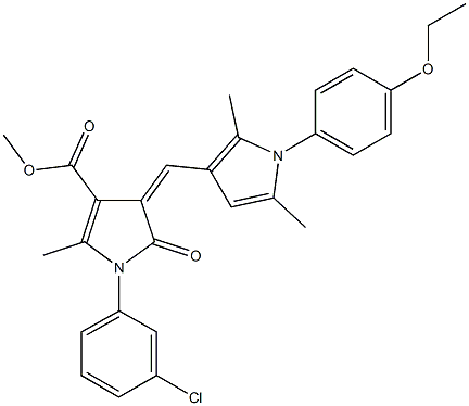 methyl 1-(3-chlorophenyl)-4-{[1-(4-ethoxyphenyl)-2,5-dimethyl-1H-pyrrol-3-yl]methylene}-2-methyl-5-oxo-4,5-dihydro-1H-pyrrole-3-carboxylate Struktur