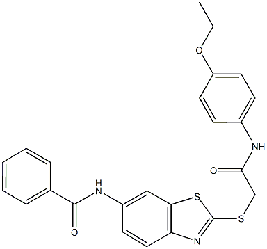 N-(2-{[2-(4-ethoxyanilino)-2-oxoethyl]sulfanyl}-1,3-benzothiazol-6-yl)benzamide Struktur