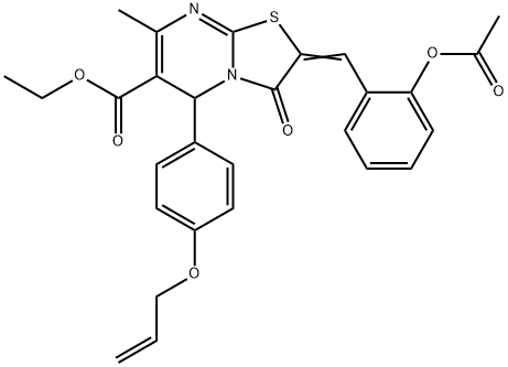 ethyl 2-[2-(acetyloxy)benzylidene]-5-[4-(allyloxy)phenyl]-7-methyl-3-oxo-2,3-dihydro-5H-[1,3]thiazolo[3,2-a]pyrimidine-6-carboxylate Struktur