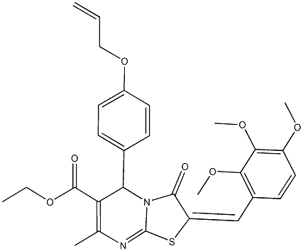 ethyl 5-[4-(allyloxy)phenyl]-7-methyl-3-oxo-2-(2,3,4-trimethoxybenzylidene)-2,3-dihydro-5H-[1,3]thiazolo[3,2-a]pyrimidine-6-carboxylate Struktur