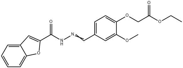 ethyl {4-[2-(1-benzofuran-2-ylcarbonyl)carbohydrazonoyl]-2-methoxyphenoxy}acetate Struktur