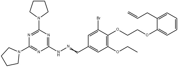 4-[2-(2-allylphenoxy)ethoxy]-3-bromo-5-ethoxybenzaldehyde [4,6-di(1-pyrrolidinyl)-1,3,5-triazin-2-yl]hydrazone Struktur