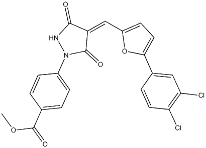 methyl 4-(4-{[5-(3,4-dichlorophenyl)-2-furyl]methylene}-3,5-dioxo-1-pyrazolidinyl)benzoate Struktur