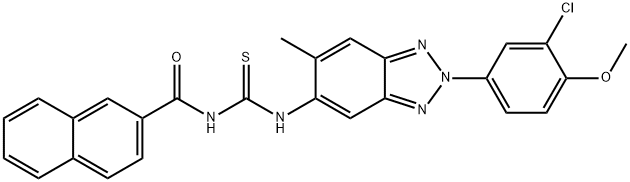 N-[2-(3-chloro-4-methoxyphenyl)-6-methyl-2H-1,2,3-benzotriazol-5-yl]-N'-(2-naphthoyl)thiourea Struktur