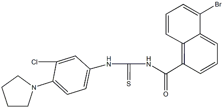 N-(5-bromo-1-naphthoyl)-N'-[3-chloro-4-(1-pyrrolidinyl)phenyl]thiourea Struktur