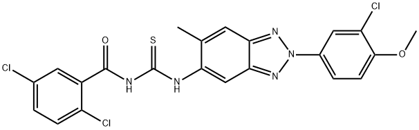 N-[2-(3-chloro-4-methoxyphenyl)-6-methyl-2H-1,2,3-benzotriazol-5-yl]-N'-(2,5-dichlorobenzoyl)thiourea Struktur