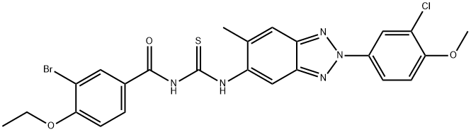 N-(3-bromo-4-ethoxybenzoyl)-N'-[2-(3-chloro-4-methoxyphenyl)-6-methyl-2H-1,2,3-benzotriazol-5-yl]thiourea Struktur