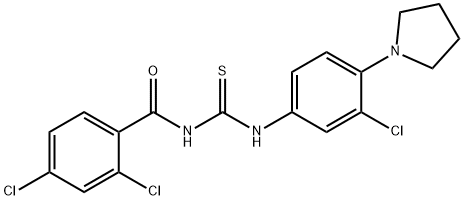 N-[3-chloro-4-(1-pyrrolidinyl)phenyl]-N'-(2,4-dichlorobenzoyl)thiourea Struktur