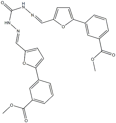 methyl 3-[5-(2-{[2-({5-[3-(methoxycarbonyl)phenyl]-2-furyl}methylene)hydrazino]carbonyl}carbohydrazonoyl)-2-furyl]benzoate Struktur