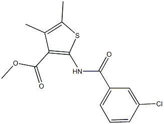 methyl 2-[(3-chlorobenzoyl)amino]-4,5-dimethyl-3-thiophenecarboxylate Struktur