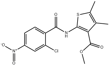 methyl 2-({2-chloro-4-nitrobenzoyl}amino)-4,5-dimethyl-3-thiophenecarboxylate Struktur