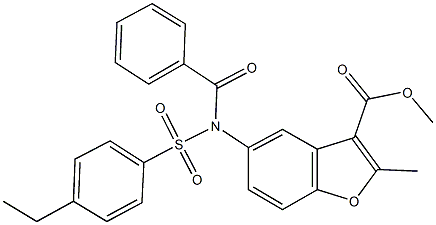 methyl 5-{benzoyl[(4-ethylphenyl)sulfonyl]amino}-2-methyl-1-benzofuran-3-carboxylate Struktur