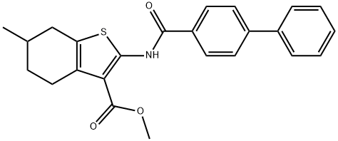 methyl 2-[([1,1'-biphenyl]-4-ylcarbonyl)amino]-6-methyl-4,5,6,7-tetrahydro-1-benzothiophene-3-carboxylate Struktur