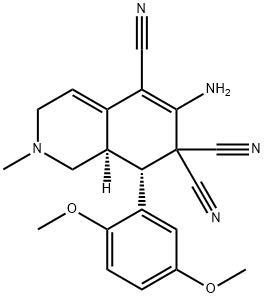 6-amino-8-(2,5-dimethoxyphenyl)-2-methyl-2,3,8,8a-tetrahydro-5,7,7(1H)-isoquinolinetricarbonitrile Struktur