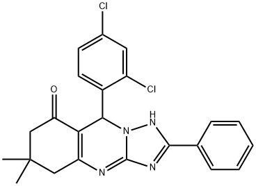 9-(2,4-dichlorophenyl)-6,6-dimethyl-2-phenyl-5,6,7,9-tetrahydro[1,2,4]triazolo[5,1-b]quinazolin-8(4H)-one Struktur