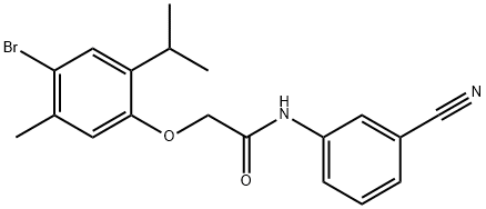 2-(4-bromo-2-isopropyl-5-methylphenoxy)-N-(3-cyanophenyl)acetamide Struktur