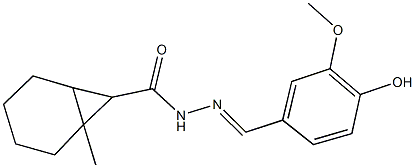 N'-(4-hydroxy-3-methoxybenzylidene)-1-methylbicyclo[4.1.0]heptane-7-carbohydrazide Struktur