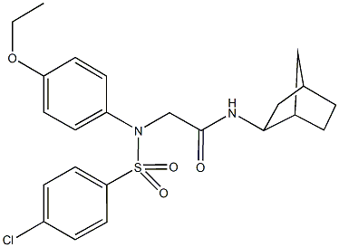 N-bicyclo[2.2.1]hept-2-yl-2-{[(4-chlorophenyl)sulfonyl]-4-ethoxyanilino}acetamide Struktur