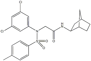 N-bicyclo[2.2.1]hept-2-yl-2-{3,5-dichloro[(4-methylphenyl)sulfonyl]anilino}acetamide Struktur