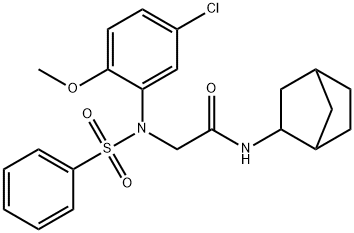 N-bicyclo[2.2.1]hept-2-yl-2-[5-chloro-2-methoxy(phenylsulfonyl)anilino]acetamide Struktur