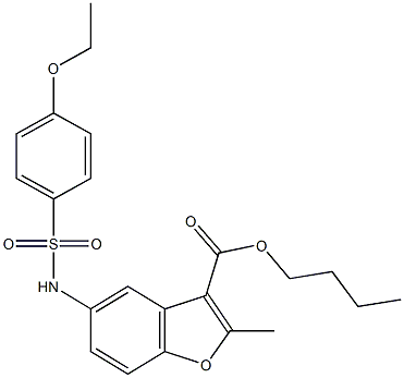 butyl 5-{[(4-ethoxyphenyl)sulfonyl]amino}-2-methyl-1-benzofuran-3-carboxylate Struktur