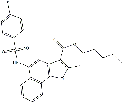 pentyl 5-{[(4-fluorophenyl)sulfonyl]amino}-2-methylnaphtho[1,2-b]furan-3-carboxylate Struktur