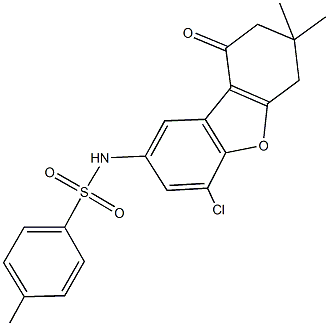 N-(4-chloro-7,7-dimethyl-9-oxo-6,7,8,9-tetrahydrodibenzo[b,d]furan-2-yl)-4-methylbenzenesulfonamide Struktur