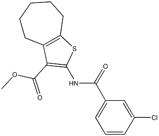 methyl 2-[(3-chlorobenzoyl)amino]-5,6,7,8-tetrahydro-4H-cyclohepta[b]thiophene-3-carboxylate Struktur