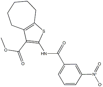 methyl 2-({3-nitrobenzoyl}amino)-5,6,7,8-tetrahydro-4H-cyclohepta[b]thiophene-3-carboxylate Struktur