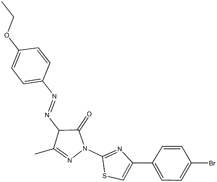 2-[4-(4-bromophenyl)-1,3-thiazol-2-yl]-4-[(4-ethoxyphenyl)diazenyl]-5-methyl-2,4-dihydro-3H-pyrazol-3-one Struktur