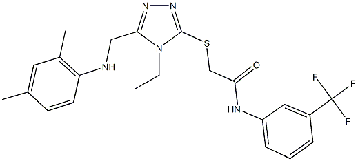 2-({5-[(2,4-dimethylanilino)methyl]-4-ethyl-4H-1,2,4-triazol-3-yl}sulfanyl)-N-[3-(trifluoromethyl)phenyl]acetamide Struktur