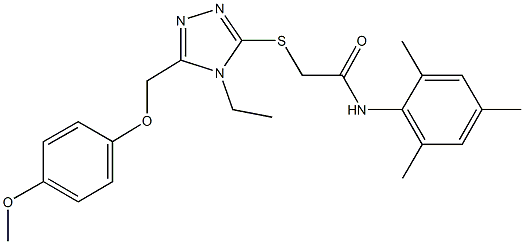 2-({4-ethyl-5-[(4-methoxyphenoxy)methyl]-4H-1,2,4-triazol-3-yl}sulfanyl)-N-mesitylacetamide Struktur