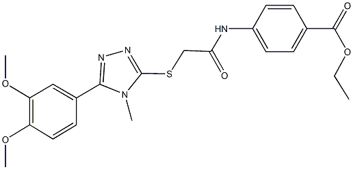 ethyl 4-[({[5-(3,4-dimethoxyphenyl)-4-methyl-4H-1,2,4-triazol-3-yl]sulfanyl}acetyl)amino]benzoate Struktur