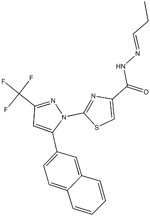 2-[5-(2-naphthyl)-3-(trifluoromethyl)-1H-pyrazol-1-yl]-N'-propylidene-1,3-thiazole-4-carbohydrazide Struktur