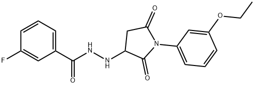 N'-[1-(3-ethoxyphenyl)-2,5-dioxo-3-pyrrolidinyl]-3-fluorobenzohydrazide Struktur