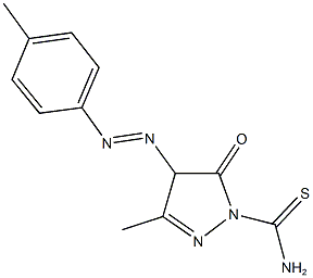 3-methyl-4-[(4-methylphenyl)diazenyl]-5-oxo-4,5-dihydro-1H-pyrazole-1-carbothioamide Struktur