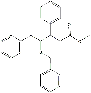 methyl 4-(benzylsulfanyl)-5-hydroxy-3,5-diphenylpentanoate Struktur