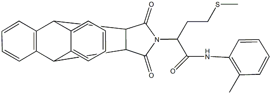 2-(16,18-dioxo-17-azapentacyclo[6.6.5.0~2,7~.0~9,14~.0~15,19~]nonadeca-2,4,6,9,11,13-hexaen-17-yl)-N-(2-methylphenyl)-4-(methylsulfanyl)butanamide Struktur