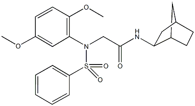 N-bicyclo[2.2.1]hept-2-yl-2-[2,5-dimethoxy(phenylsulfonyl)anilino]acetamide Struktur