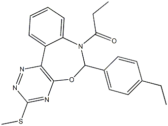 6-(4-ethylphenyl)-7-propionyl-6,7-dihydro[1,2,4]triazino[5,6-d][3,1]benzoxazepin-3-yl methyl sulfide Struktur