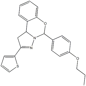 propyl 4-[2-(2-thienyl)-1,10b-dihydropyrazolo[1,5-c][1,3]benzoxazin-5-yl]phenyl ether Struktur