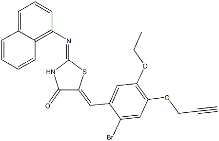 5-[2-bromo-5-ethoxy-4-(prop-2-ynyloxy)benzylidene]-2-(1-naphthylimino)-1,3-thiazolidin-4-one Struktur